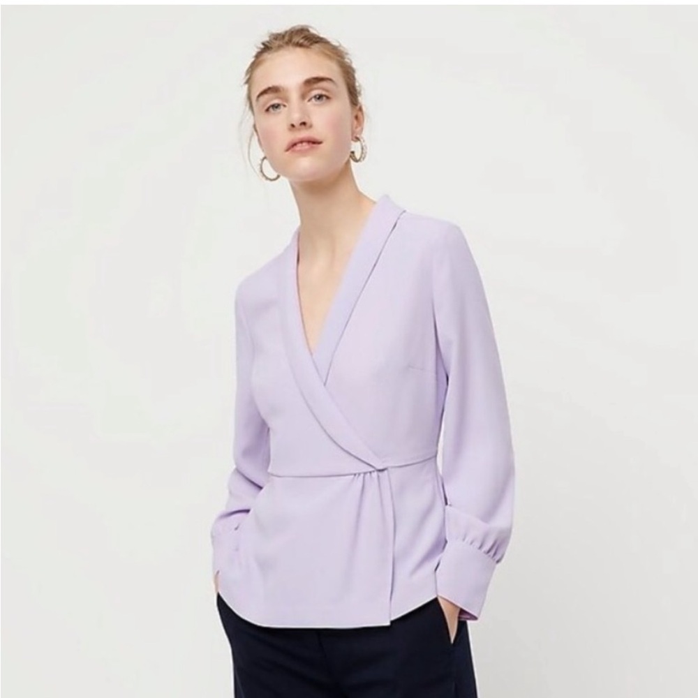 J. Crew Drapey Faux-Wrap Lilac Top Size 0